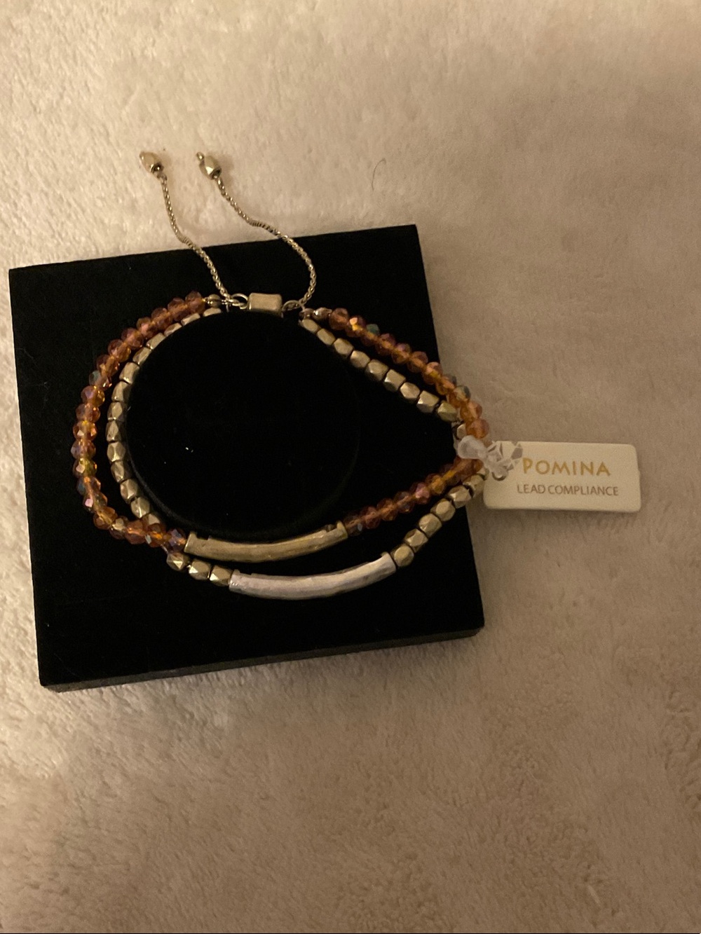 Pomina Gold and Amber Multi-Strand Adjustable Bracelet